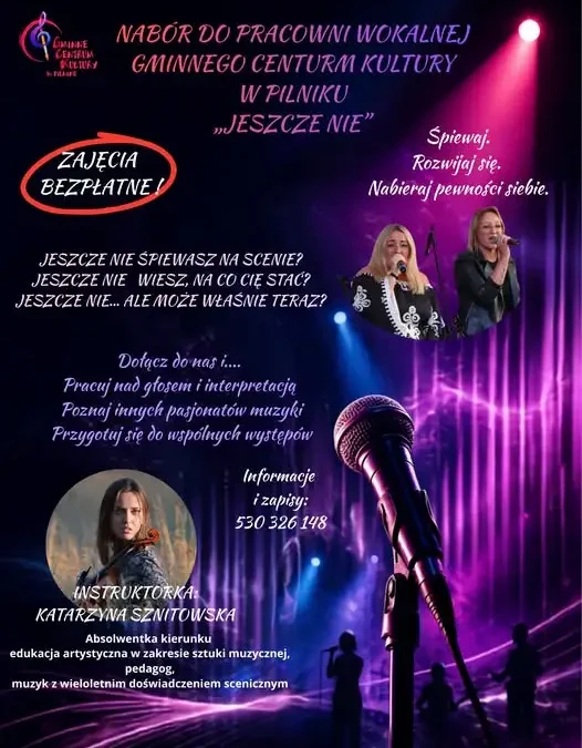 Pracownia Wokalna „Jeszcze Nie” w Pilniku zaprasza na bezpłatne zajęcia