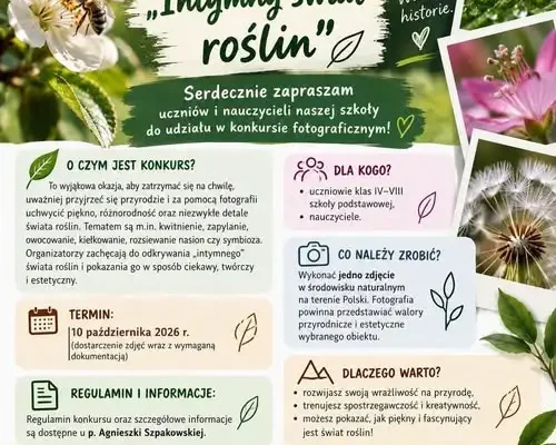 Konkurs fotograficzny „Podróże w Naturze – Intymny świat roślin” – zaproszenie dla uczniów i nauczycieli