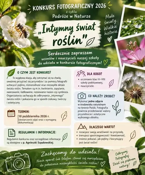Konkurs fotograficzny „Podróże w Naturze – Intymny świat roślin” – zaproszenie dla uczniów i nauczycieli