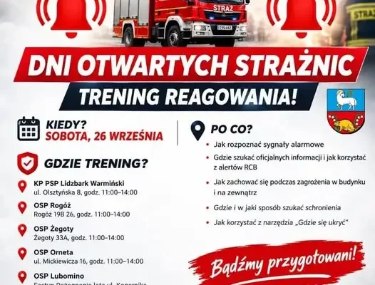 Dni Otwartych Strażnic w powiecie lidzbarskim – trening reagowania już w sobotę
