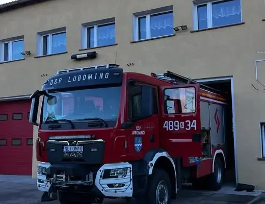 Bobry nadgryzły drzewo przy linii energetycznej w Rogiedlach. Interweniowała OSP Lubomino