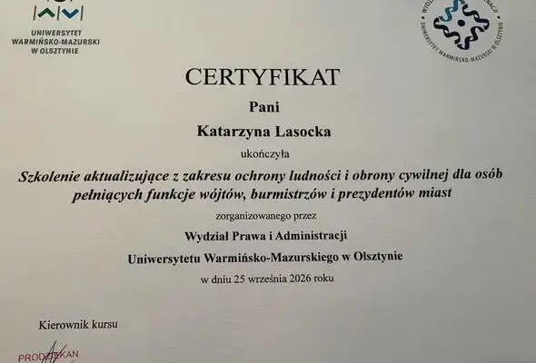 Burmistrz Ornety na szkoleniu z ochrony ludności i obrony cywilnej