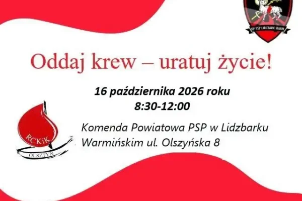 Lidzbark Warmiński: zbiórka krwi przed komendą PSP już 16 października