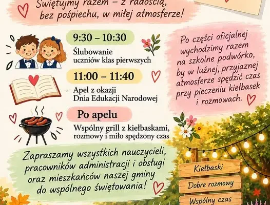 Dzień Edukacji Narodowej w Kiwitach – ślubowanie pierwszaków i wspólny grill