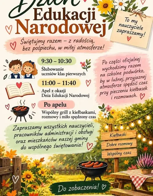 Dzień Edukacji Narodowej w Kiwitach – ślubowanie pierwszaków i wspólny grill