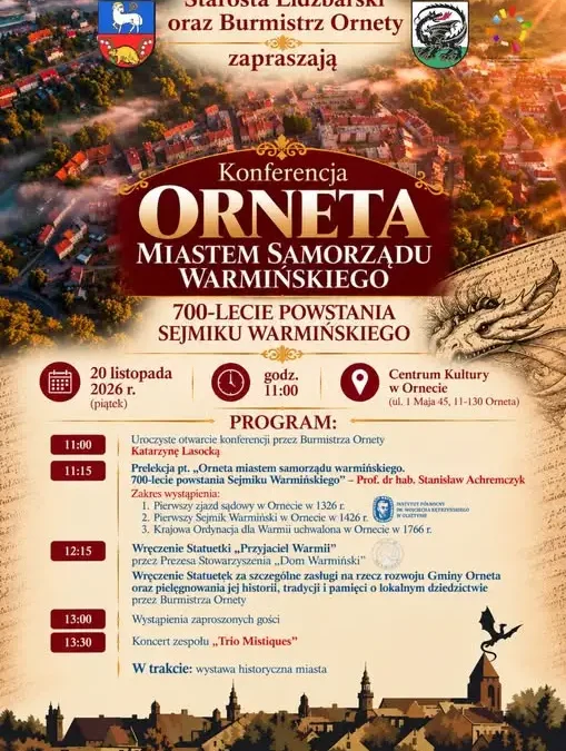 Orneta gospodarzem konferencji o 700-leciu Sejmiku Warmińskiego