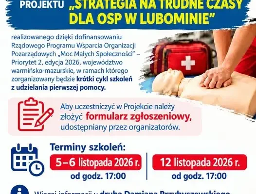 Bezpłatne szkolenia z pierwszej pomocy w Lubominie – zapisy do 29 października